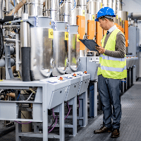 Technical Manager Inspecting Machine 